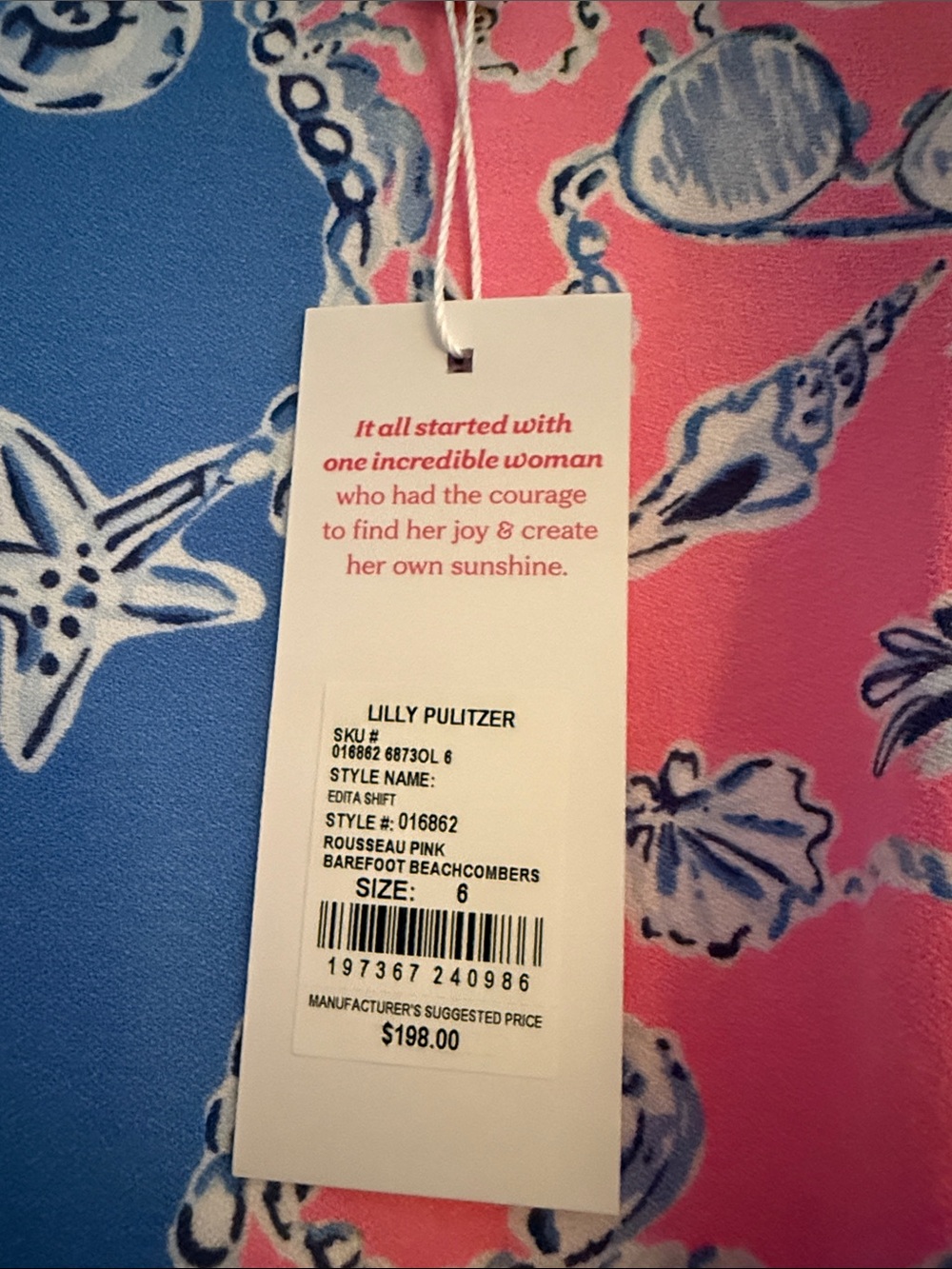 Lilly Pulitzer Pink and Blue Seashell Print Shift Dress - Picture 2 of 5